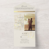 Invitation Tout En Un Élégant Mariage ivoire et or (À l'intérieur)