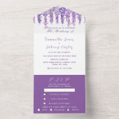 Invitation Tout En Un Elégant Mariage Lilac violet Wisteria Aquarelle (À l'intérieur)