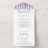 Invitation Tout En Un Elégant Mariage Lilac violet Wisteria Aquarelle (À l'intérieur)