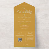 Invitation Tout En Un Elégant Mariage lunaire jaune moutarde (À l'intérieur)
