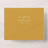 Invitation Tout En Un Elégant Mariage lunaire jaune moutarde (Verso)