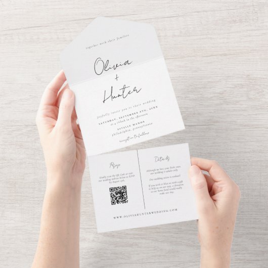 Invitation Tout En Un Élégant Mariage manuscrit photo (Déchirure)