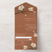 Invitation Tout En Un Élégant Mariage minimal en terre cuite Magnolia (À l'intérieur)