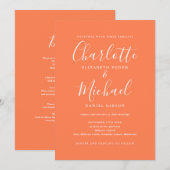 Invitation Tout En Un Élégant Mariage Moderne Corail Script (Devant / Derrière)