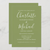 Invitation Tout en un élégant Mariage moderne Moss Green (Devant / Derrière)