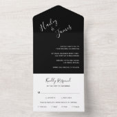 Invitation Tout En Un Élégant Mariage moderne noir (À l'intérieur)