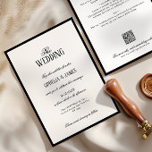 Invitation Tout-en-un élégant Mariage moderne noir et blanc