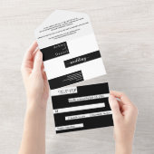 Invitation Tout En Un Élégant Mariage moderne Noir et Blanc Chic (Déchirure)