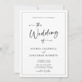 Invitation Tout en un Élégant Mariage noir et blanc (Devant)