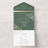 Invitation Tout En Un Élégant Mariage Olive Green Gold (À l'intérieur)
