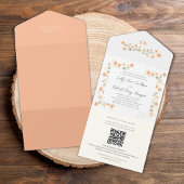 Invitation Tout En Un Élégant Mariage Pêcher Floral Calligraphie Script