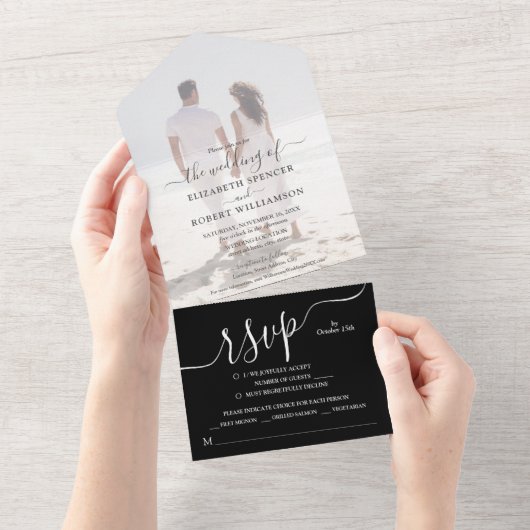 Invitation Tout En Un Élégant Mariage photo (Déchirure)