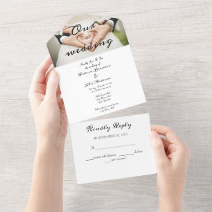 Invitation Tout En Un Élégant Mariage photo de calligraphie