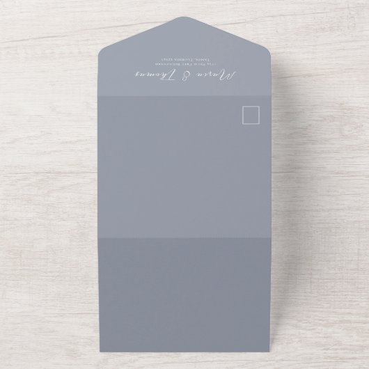 Invitation Tout En Un Elégant mariage photo Dusty Blue (Dehors)