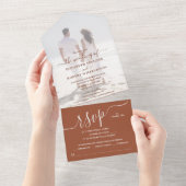 Invitation Tout En Un Élégant Mariage photo en terre cuite (Déchirure)