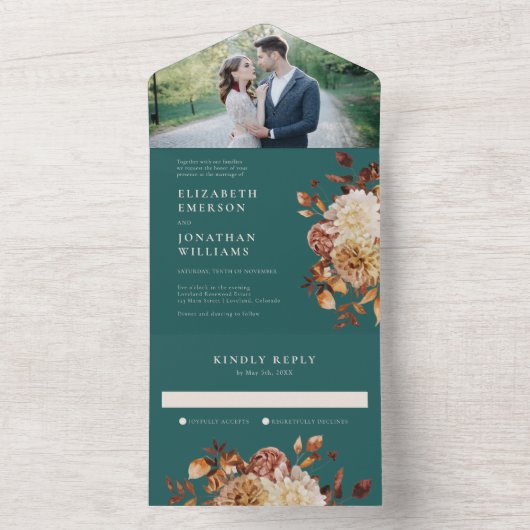 Invitation Tout En Un Élégant Mariage photo rustique (À l'intérieur)