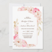 Invitation Tout en un élégant Mariage rose (Devant)