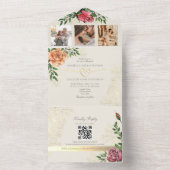 Invitation Tout En Un Élégant Mariage rose orange (À l'intérieur)