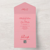 Invitation Tout En Un Élégant Mariage rouge rose simple (À l'intérieur)