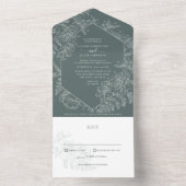 Invitation Tout En Un Élégant Mariage végétal vert Sage (À l'intérieur)
