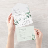 Invitation Tout En Un Elégant Mariage Verdoyant Tout En Un (Déchirure)