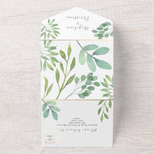 Invitation Tout En Un Elégant Mariage Verdoyant Tout En Un (Dehors)