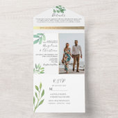 Invitation Tout En Un Elégant Mariage Verdoyant Tout En Un (À l'intérieur)