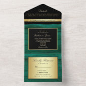 Invitation Tout En Un Élégant Mariage vert émeraude (À l'intérieur)