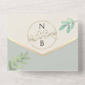 Invitation Tout En Un Élégant Mariage vert et or (Verso)