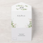 Invitation Tout En Un Élégant Mariage Vert & Or (Dehors)