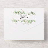 Invitation Tout En Un Élégant Mariage Vert & Or (Verso)
