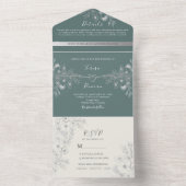 Invitation Tout En Un Élégant Mariage vert Sage (À l'intérieur)