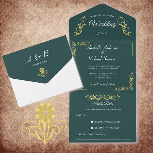 Invitation Tout En Un Élégant Mariage victorien