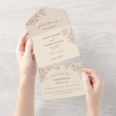Invitation Tout En Un Élégant Mariage Whimsical en terre cuite (Déchirure)