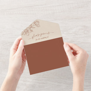 Invitation Tout En Un Élégant Mariage Whimsical en terre cuite