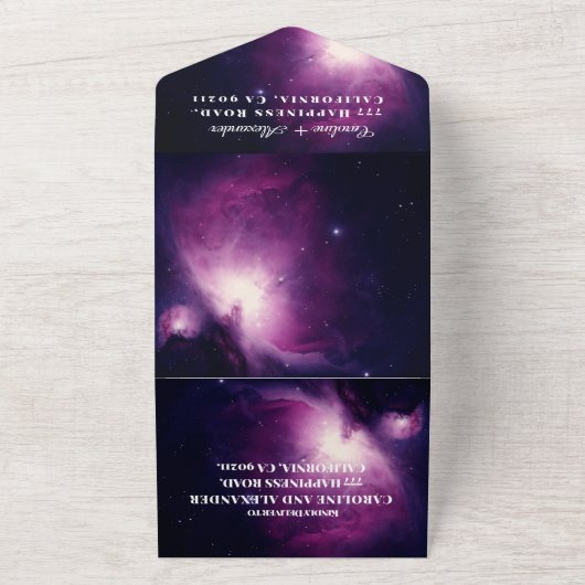 Invitation Tout En Un Elégant Marine Blue Galaxy Moderne RSVP QR Code (Dehors)