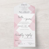 Invitation Tout En Un Élégant mignon Pastel rose Mariage Monogramme (À l'intérieur)