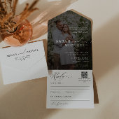 Invitation Tout En Un Élégant minimal nettoyage script QR Code Mariage p