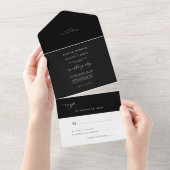 Invitation Tout En Un Elegant minimalist noir et blanc (Déchirure)