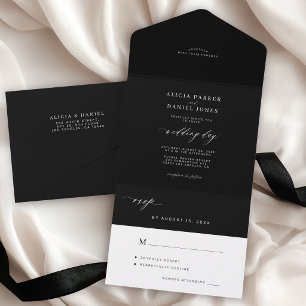 Invitation Tout En Un Elegant minimalist noir et blanc