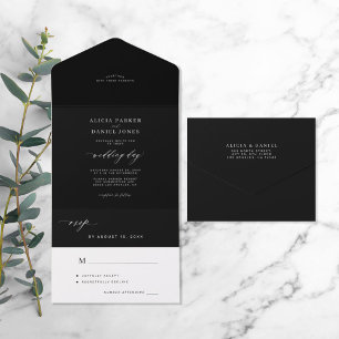 Invitation Tout En Un Elegant minimalist noir et blanc