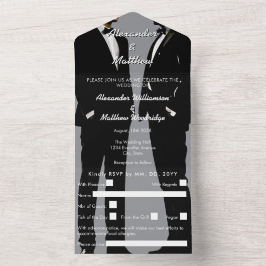 Invitation Tout En Un Elegant Modern Gay Men Wedding (À l'intérieur)