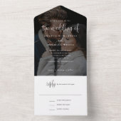 Invitation Tout En Un Élégant Moderne Calligraphie Script Mariage photo (À l'intérieur)