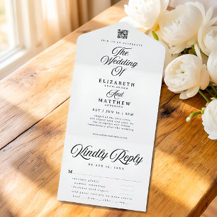 Invitation Tout En Un Élégant Moderne Chic Simple Option de Repas QR Mar