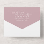 Invitation Tout En Un Élégant moderne Dusty Rose Script 2 Mariage photo (Verso)