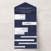 Invitation Tout En Un Elégant Moderne Marine Bleu Blanc Mariage élégant (À l'intérieur)