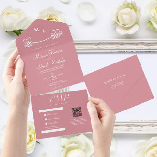 Invitation Tout En Un Élégant moderne minimaliste Dusty rose islamique N