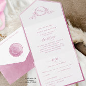Invitation Tout En Un Élégant Monogram Mauve et Mariage d'aquarelle rose