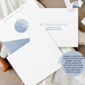 Invitation Tout En Un Elegant Monogramme Aquarelle Bleu Poussiéreux Mari