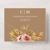 Invitation Tout En Un Élégant Monogramme de sucre Brown QR Code Arch Mar (Verso)